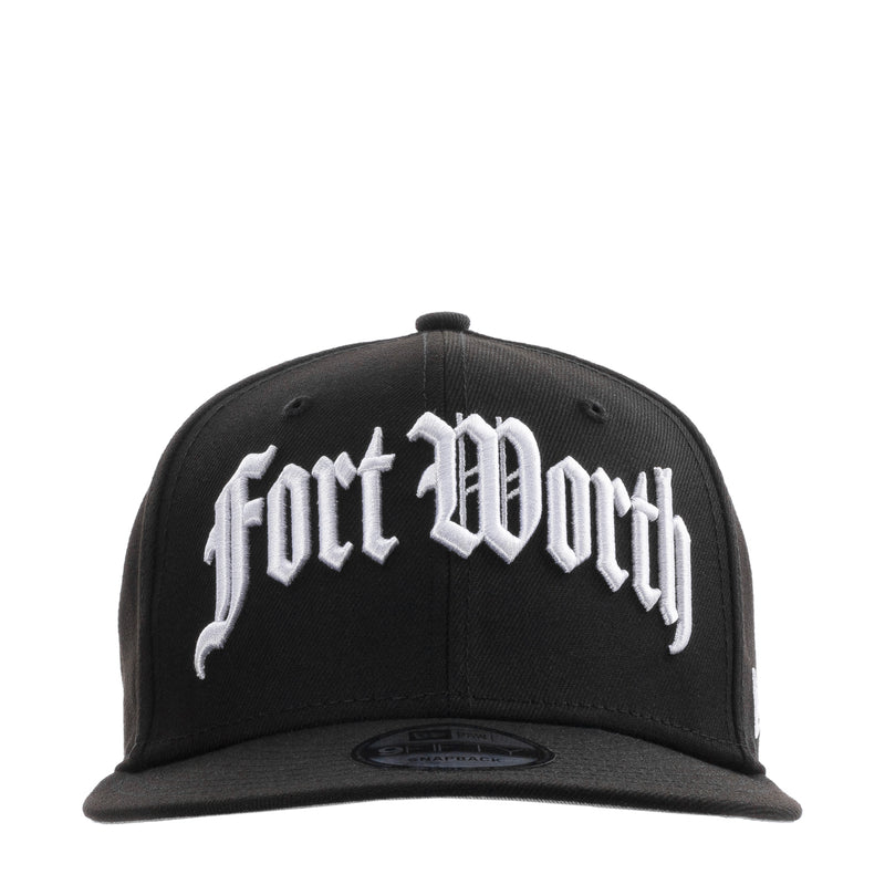 Black baseball cap with white Fort Worth front embroidery