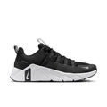 Men's black and white training sneaker with lace-up closure and cushioned midsole
