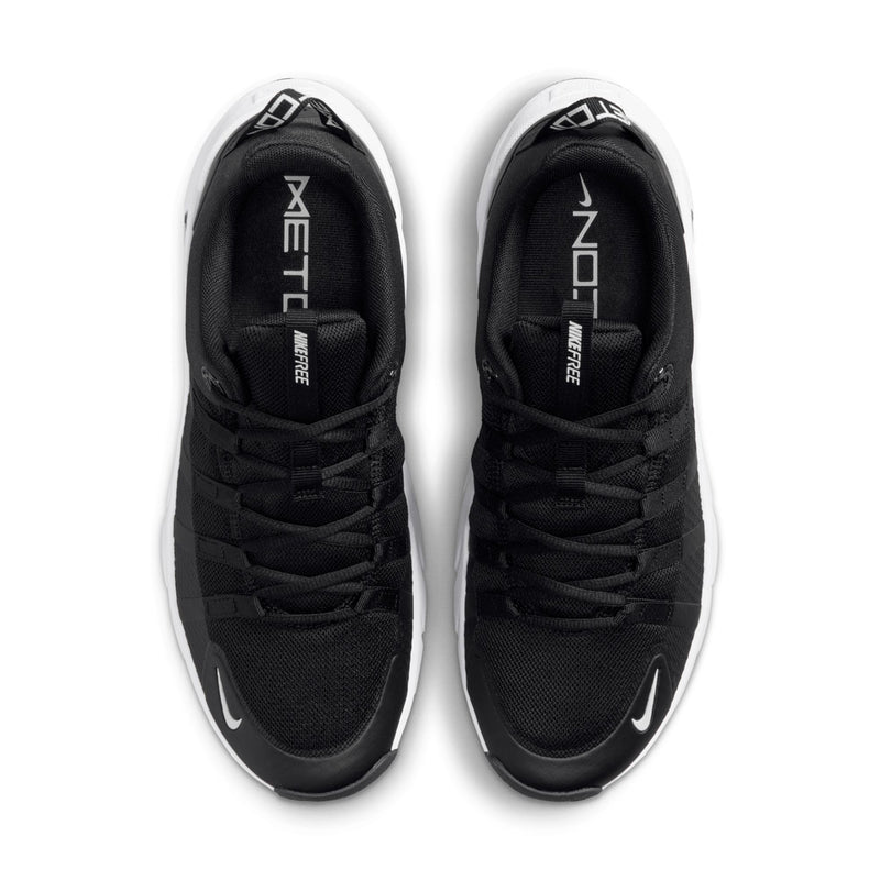 Pair of men's black sneakers with laces, breathable mesh uppers, and white midsoles