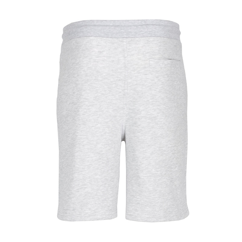 Men's French terry shorts, grey heather, back view