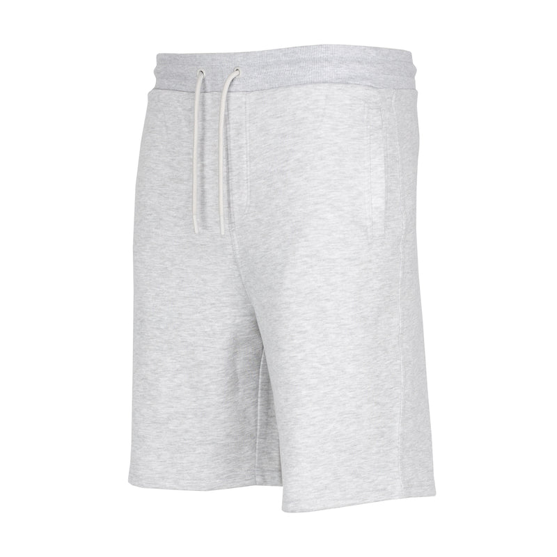 Men's French terry shorts, grey heather, drawstring waist back view