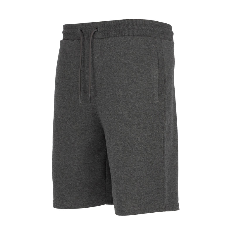 Men's charcoal french terry shorts with drawstring and side seam