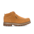 Men's wheat suede lace-up chukka boot with contrast stitching and chunky tread sole