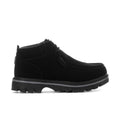 Men's black leather chukka boot with side zipper and rugged lug sole