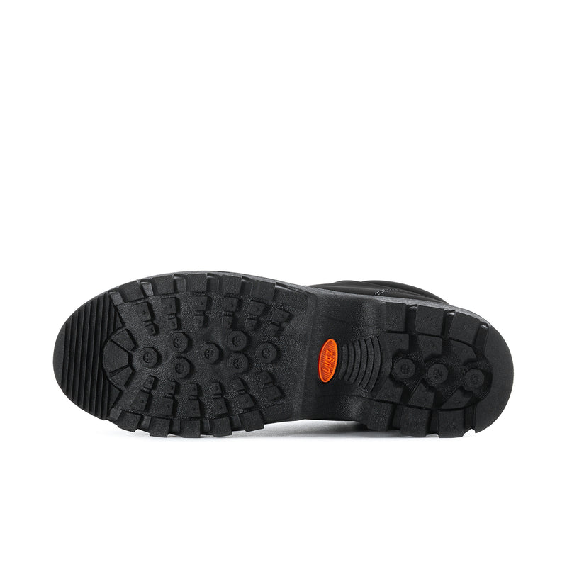Men's black rubber outsole with deep tread pattern for grip
