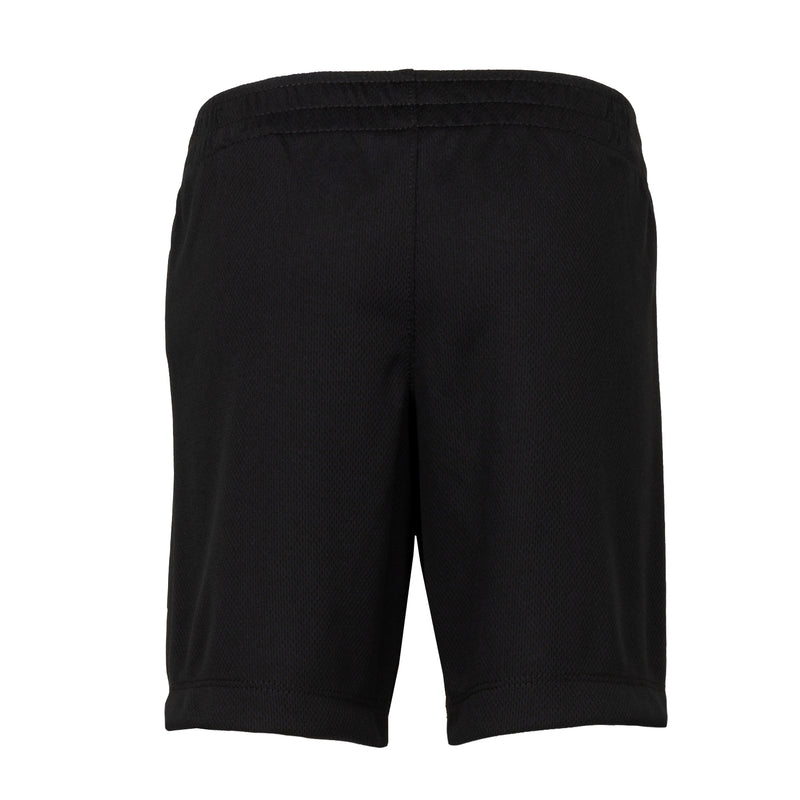 Toddler black shorts with Nike logo, elastic waistband