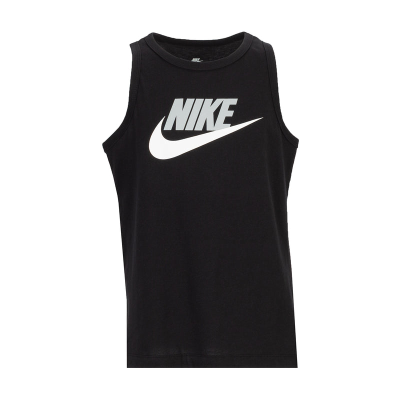Youth black tank top with Nike swoosh logo