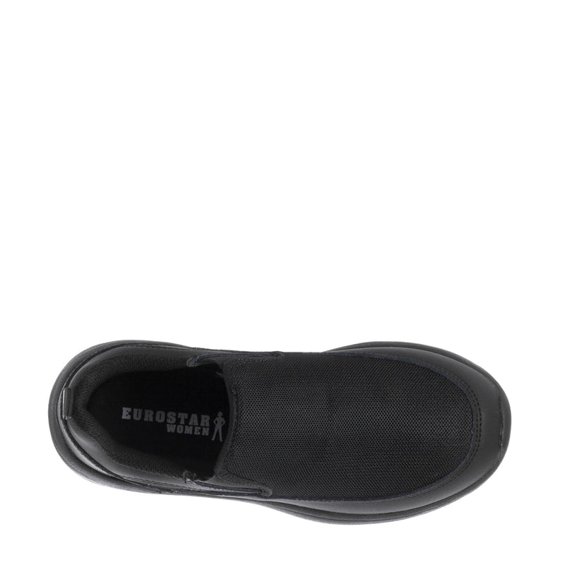 Black interior lining with 'EUROSTAR' and 'WOMEN' text on slip-on shoe.