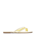Women's yellow flip-flops with transparent strap and cushioned footbed