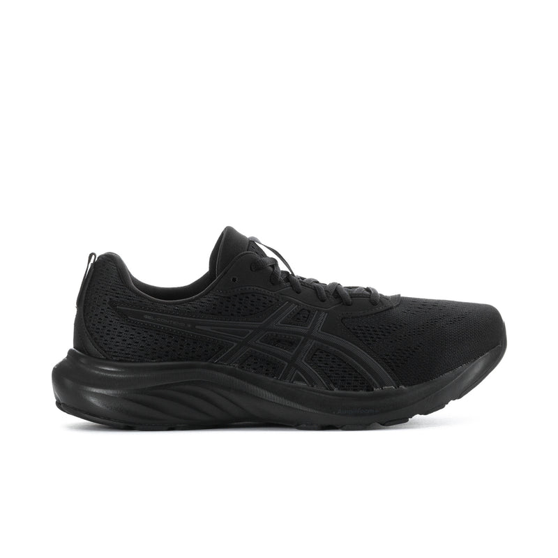 Black ASICS men’s extra wide running shoe, lace-up with cushioned midsole