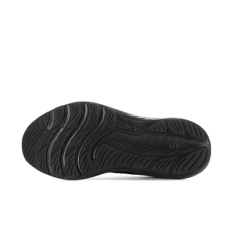 Black ASICS men’s extra wide running shoe outsole with deep tread pattern
