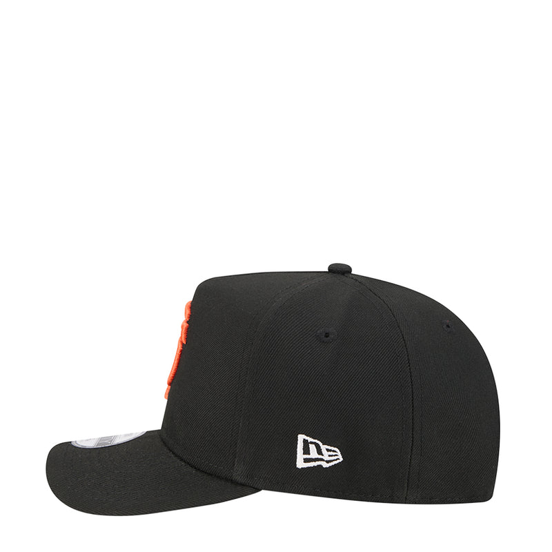 Youth black baseball cap with white New Era logo on the back panel.
