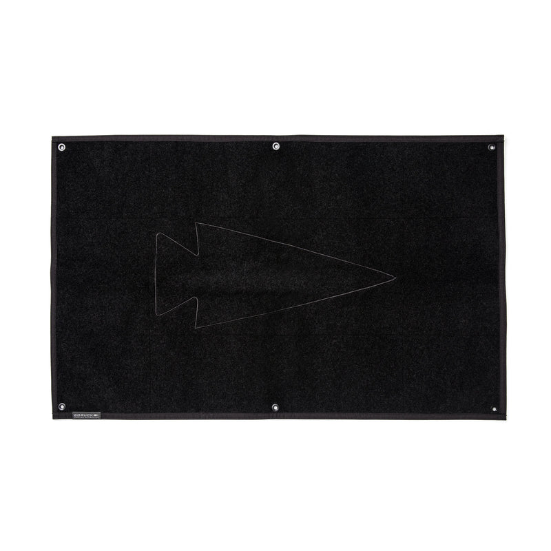 GORUCK large black patchboard with arrowhead outline and metal grommets for rucking gear