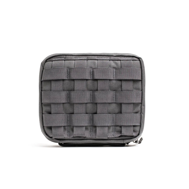 GORUCK padded field pocket in Armor Grey with MOLLE webbing, rugged rucking gear accessory