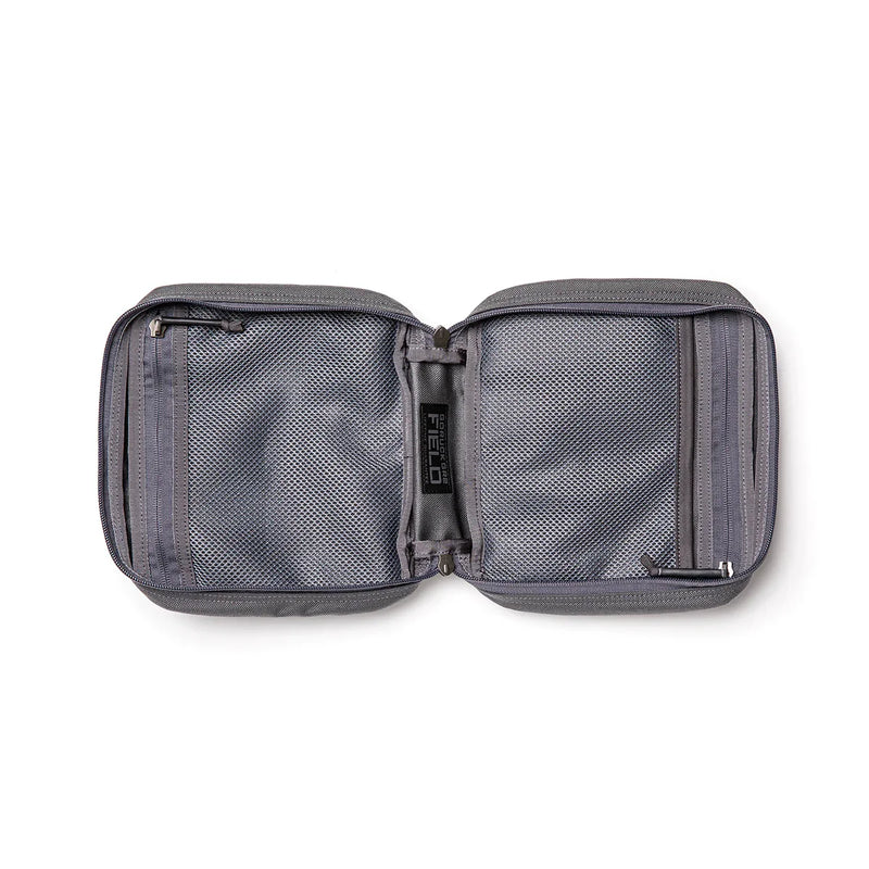 GORUCK grey padded field pocket organizer open with mesh zippered compartments
