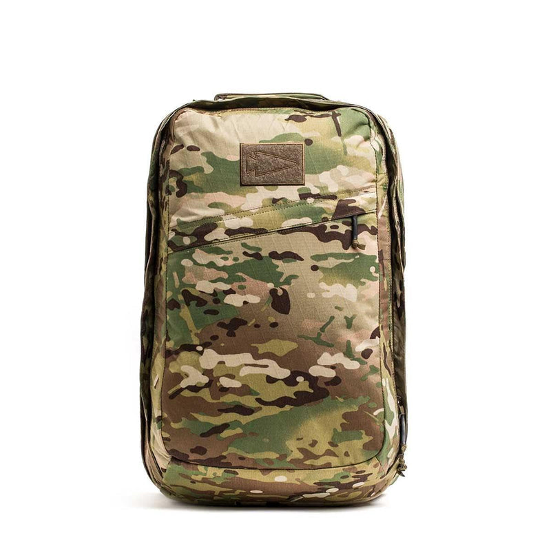 GORUCK GR2 34L XV Multicam backpack with front stash pocket, rugged camo rucking gear