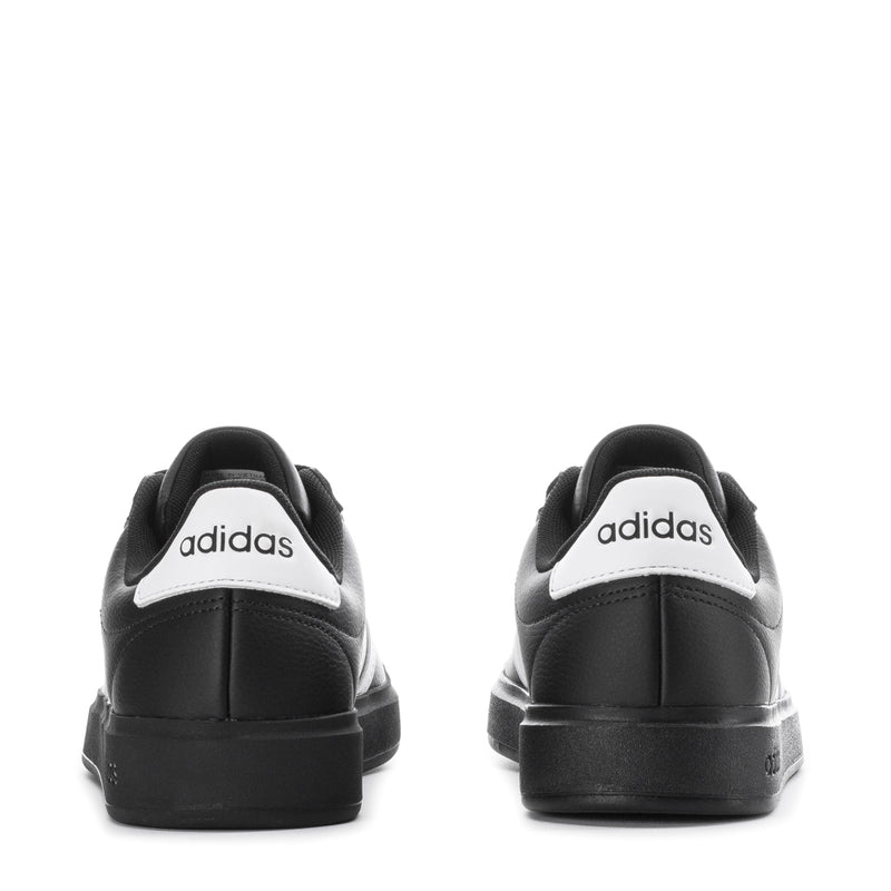 Women's adidas Grand Court 2.0 black sneakers with white heel tab and Adidas logo