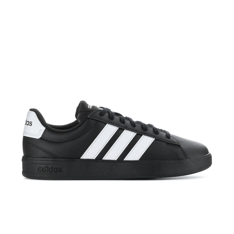 Men's adidas Grand Court 3.0 low-top sneakers, black with white 3-Stripes