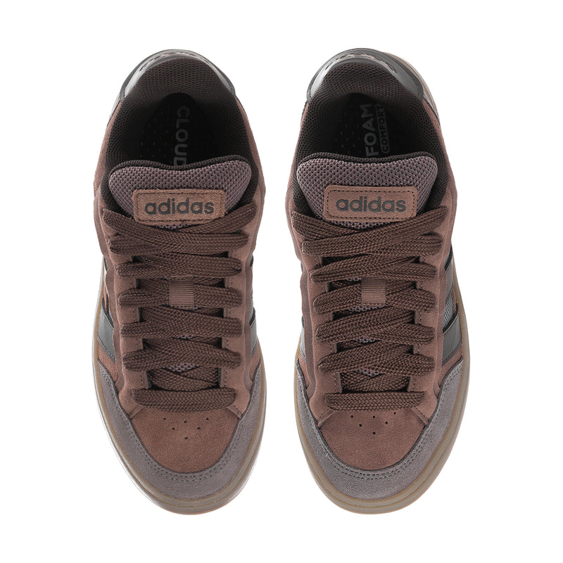 Men's adidas lace-up sneakers, brown suede upper with cushioned tongue