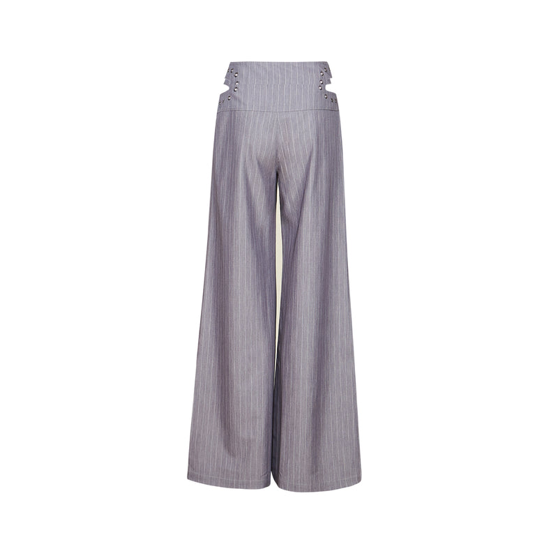 Wide-leg pants with striped pattern on a white background