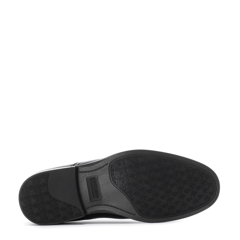 Black men's loafer outsole with textured tread pattern