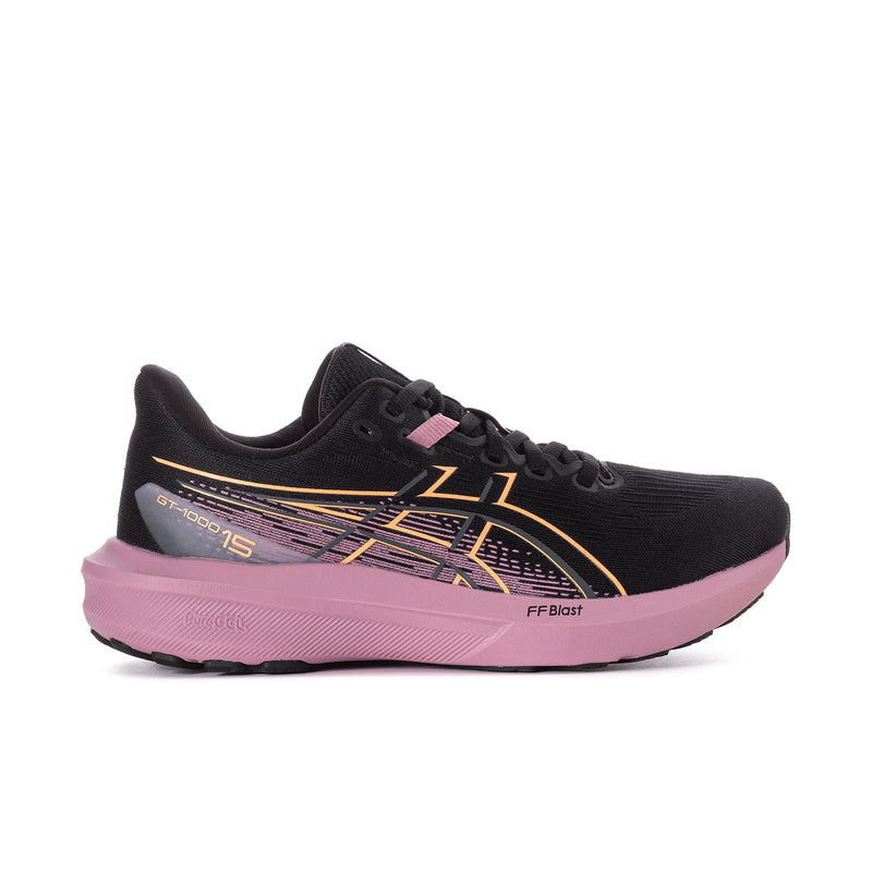 Black and taro purple women’s running shoes with pink FF Blast midsole