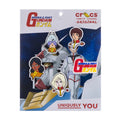 Gundam 5-pack Jibbitz character charm set on retail card, multi-color