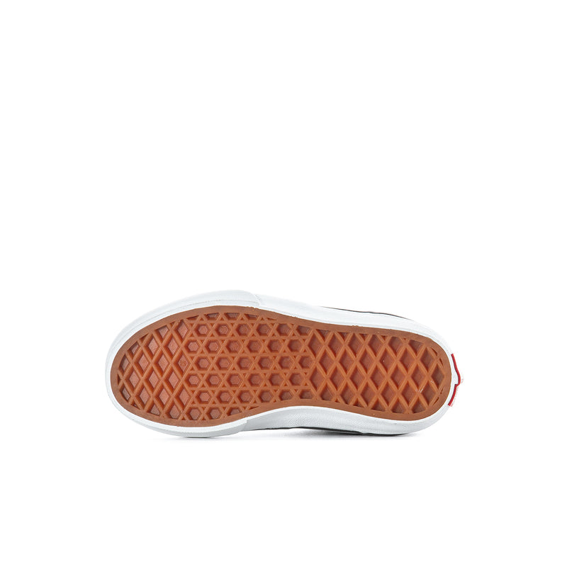 Kids half-calf sneaker outsole, brown rubber tread with white edge trim