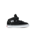 Toddler half-calf sneakers in black with hook-and-loop strap, laces, and white sole trim