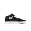 Youth black and white high-top sneaker with white laces and side stitching