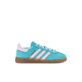 Kids adidas Handball Spezial sneakers, aqua suede, pink 3-stripes, gum sole