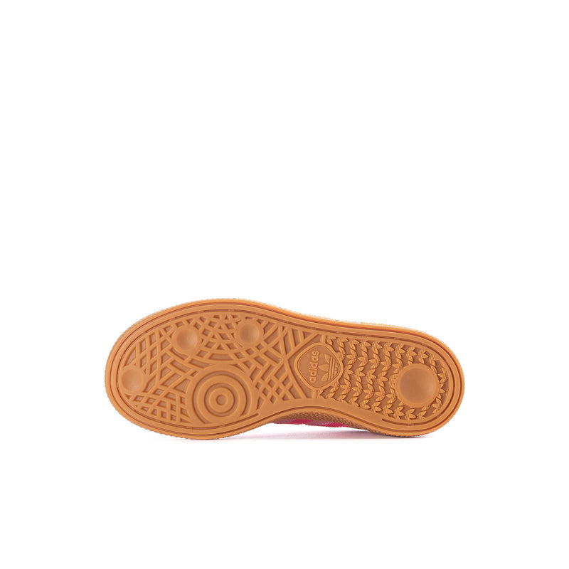 Kids sneaker outsole in tan rubber with textured traction pattern