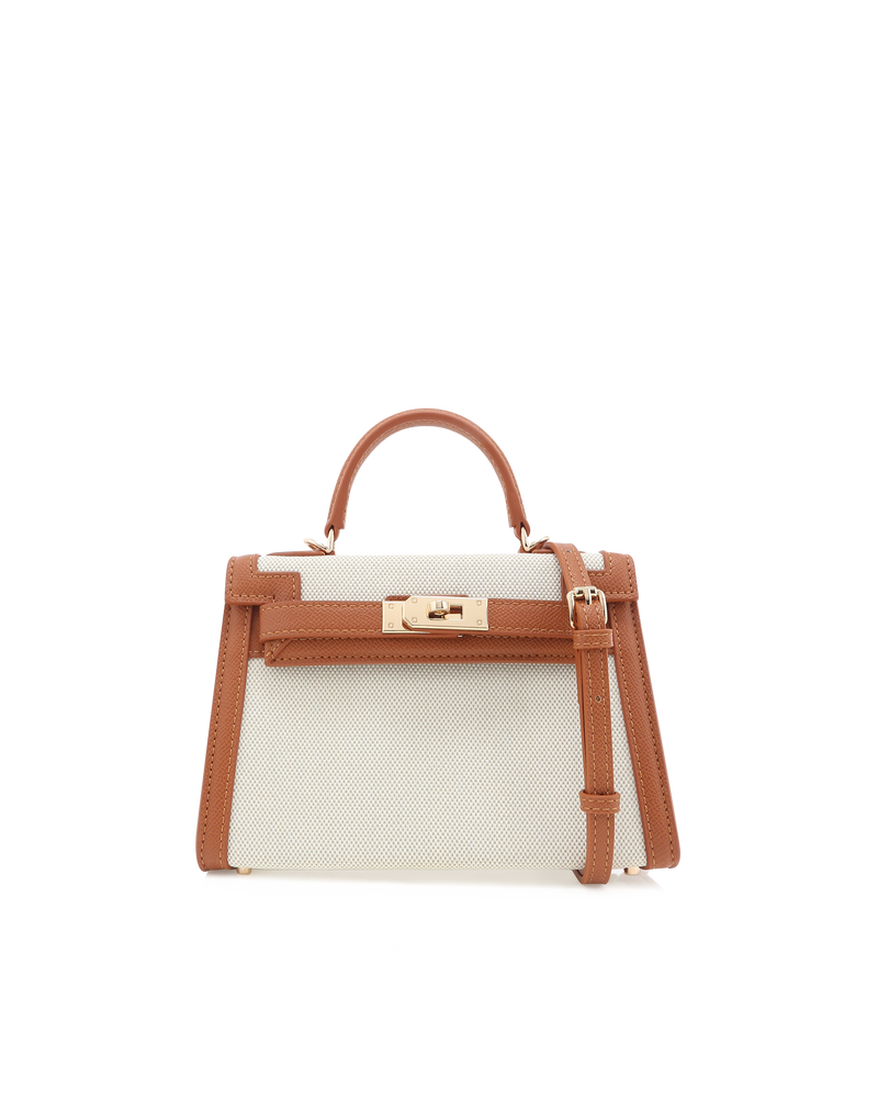 HARIETTE HANDLE BAG - NATURAL LINEN-TAN-Handbags-Billini-BILLINI USA