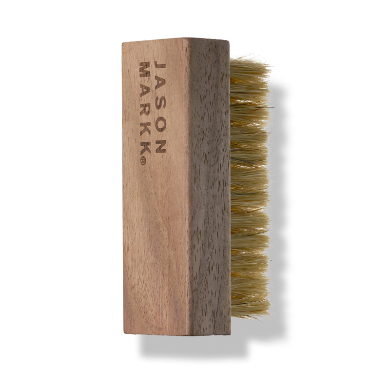 Wooden bristle cleaning brush for Jason Markk hat care