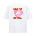 Youth white graphic heart tee with 'LOVE TO THE MAX.' text