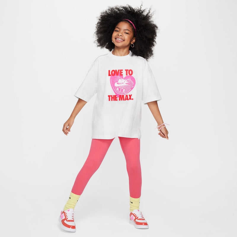 Youth white graphic heart tee with 'LOVE TO THE MAX.' front print