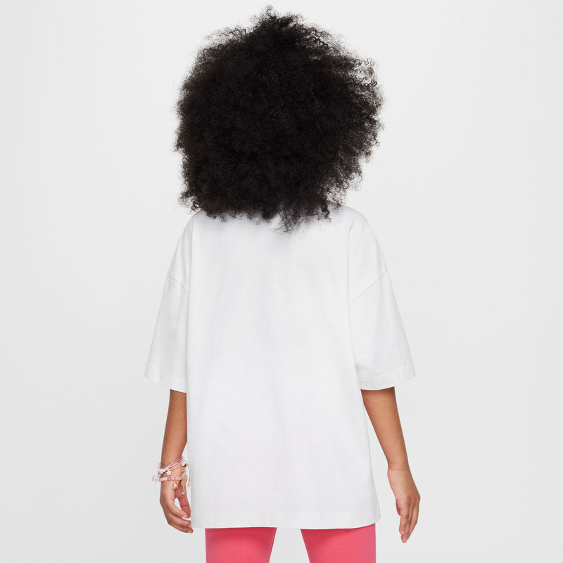 Youth white graphic heart tee, plain back view