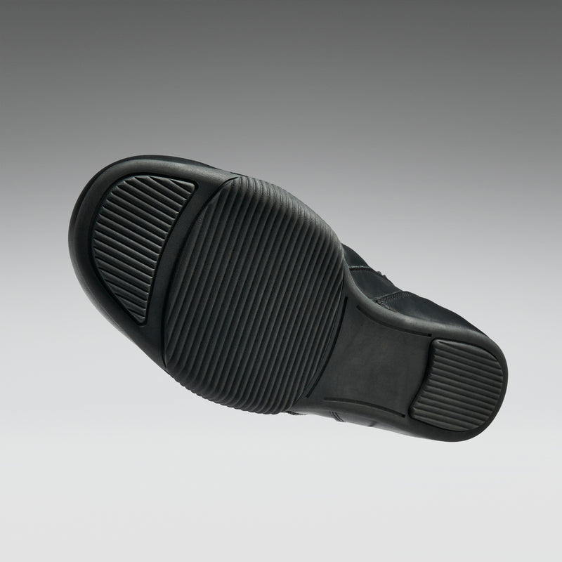 Black shoe sole on a gray background