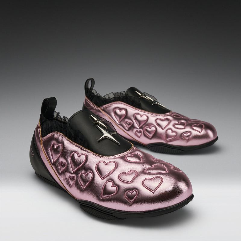 Heartbreaker Sporty Slip On Shoes- Pink