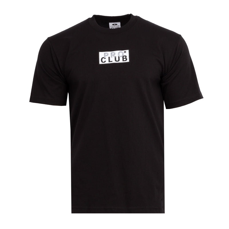 Men's black heavyweight tee with embroidered box logo on chest