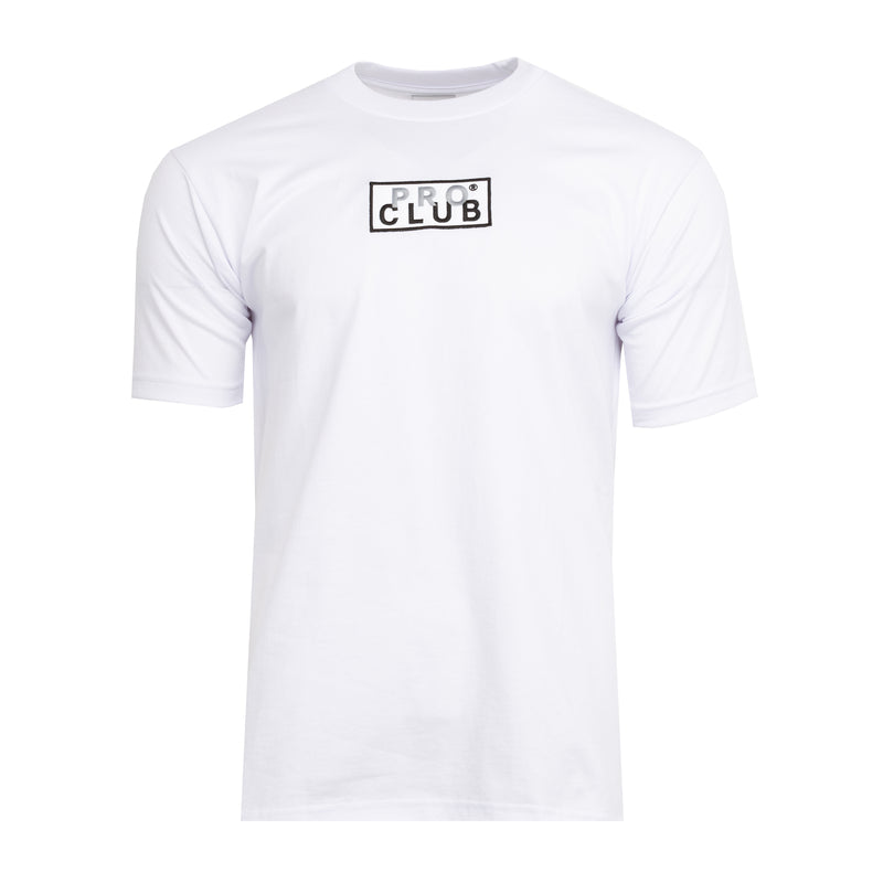 Men's heavyweight embroidered box logo T-shirt, white, crew neck, short sleeves