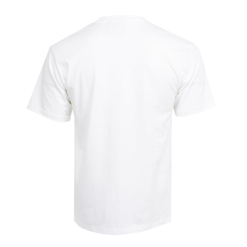 Men's white heavyweight T-shirt, crew neck, short sleeves, plain back