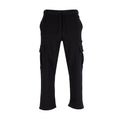 Black men's heavyweight open-hem cargo sweatpants with drawstring waist and cargo pockets