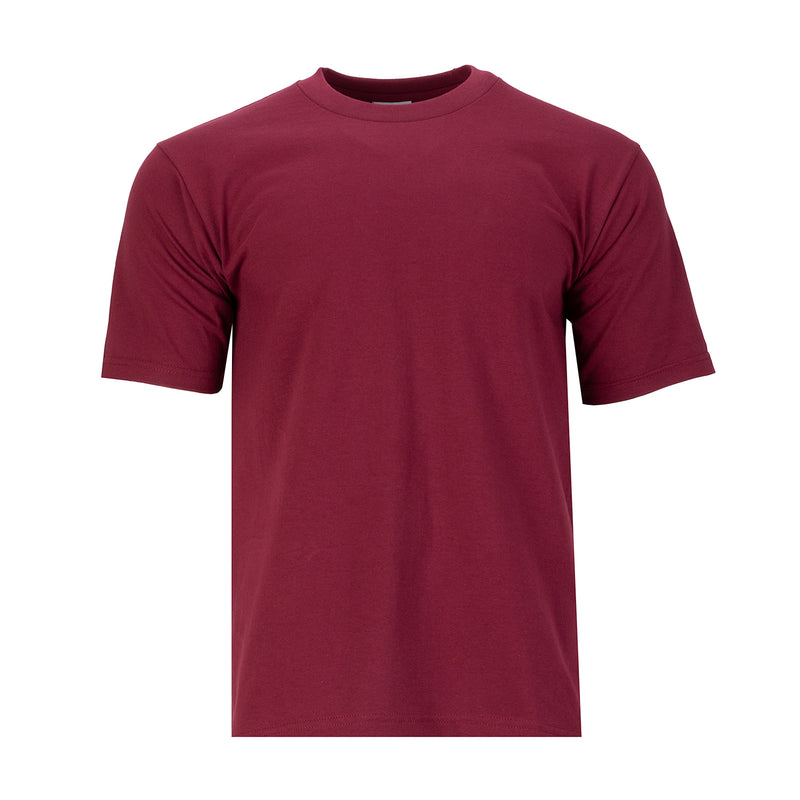 Men's heavyweight solid maroon crew-neck T-shirt, front view