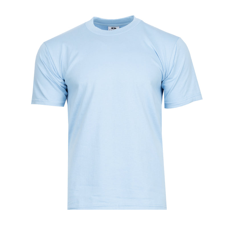 Men's sky blue heavyweight crew neck T-shirt, short sleeves