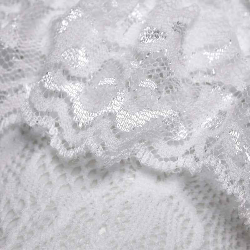 Heiress White Lace Ruffle Socks - Accessories - KOI Footwear - White - Material Detail