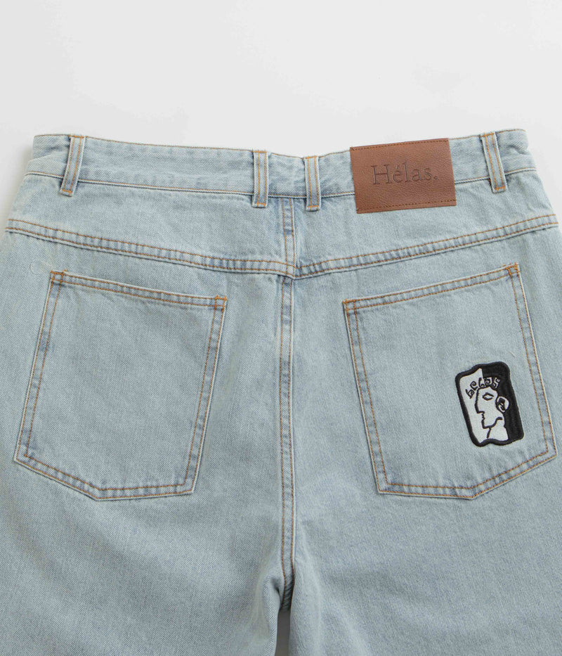 Helas Dieu Grec Jeans Shorts in Light Blue