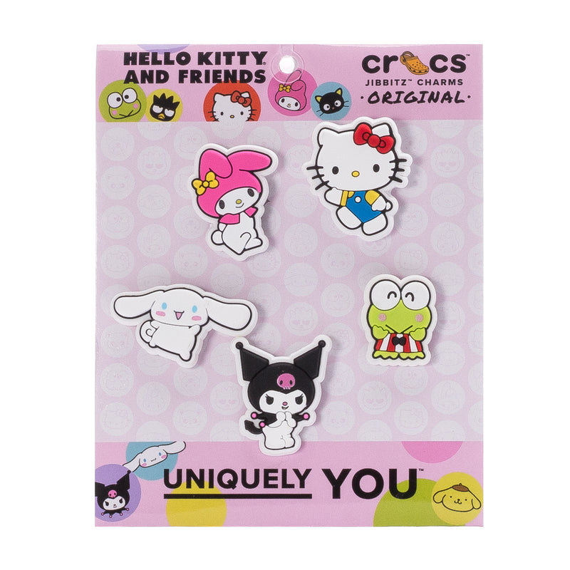 5-pack Hello Kitty friends Jibbitz charms on card, colorful character shapes