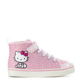 Kids high-top sneaker in pink with Hello Kitty print and lace-up closure