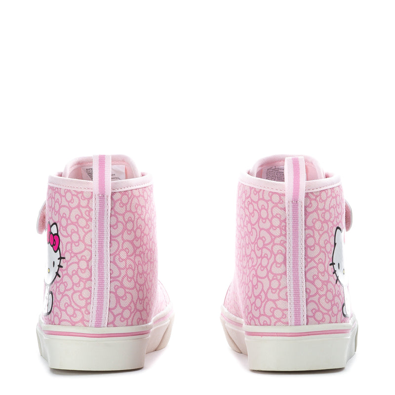 Kids high-top sneaker with Hello Kitty side graphic and back heel loop